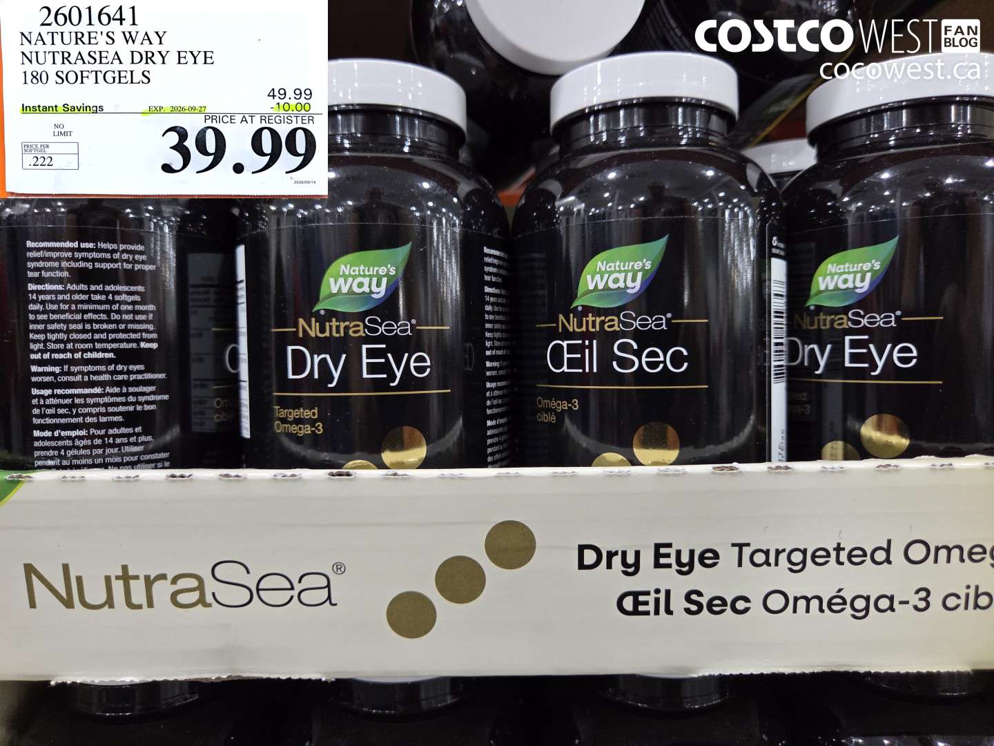 2601641 NATURE'S WAY NUTRASEA DRY EYE 180 SOFTGELS ($10.00 INSTANT SAVINGS EXPIRES ON 2026-09-27) $39.99