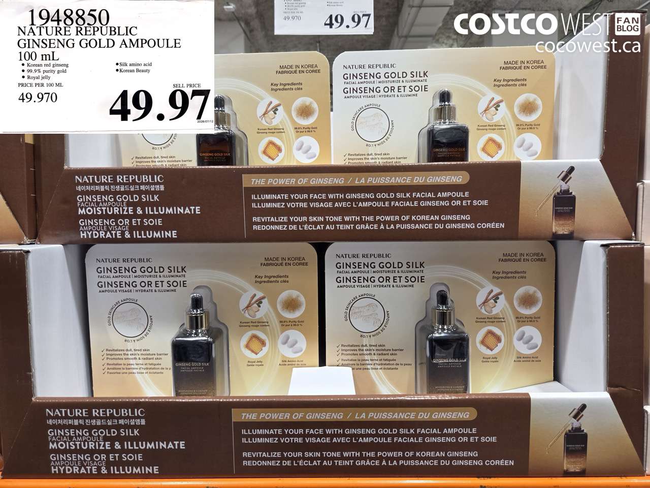 1948850 NATURE REPUBLIC GINSENG GOLD AMPOULE 100 ML $49.97