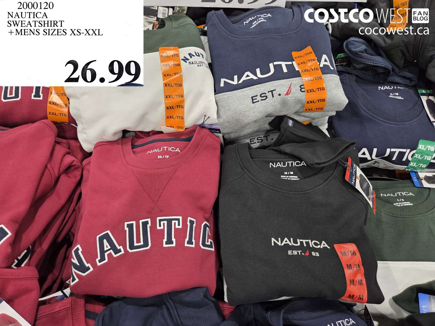 2000120 NAUTICA SWEATSHIRT MENS SIZES XS-XXL $26.99
