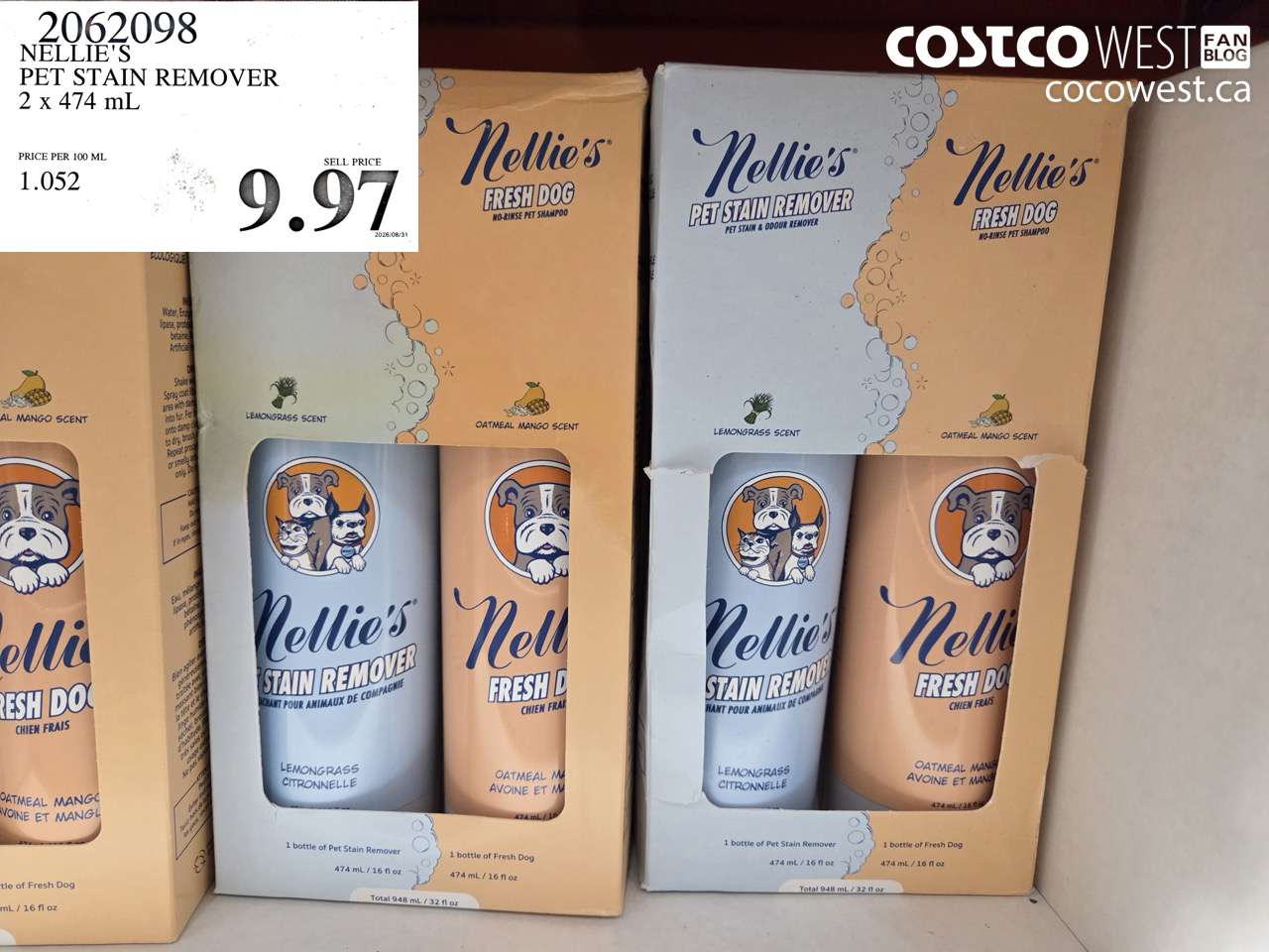 2062098 NELLIE'S PET STAIN REMOVER 2 X 474 ML $9.97
