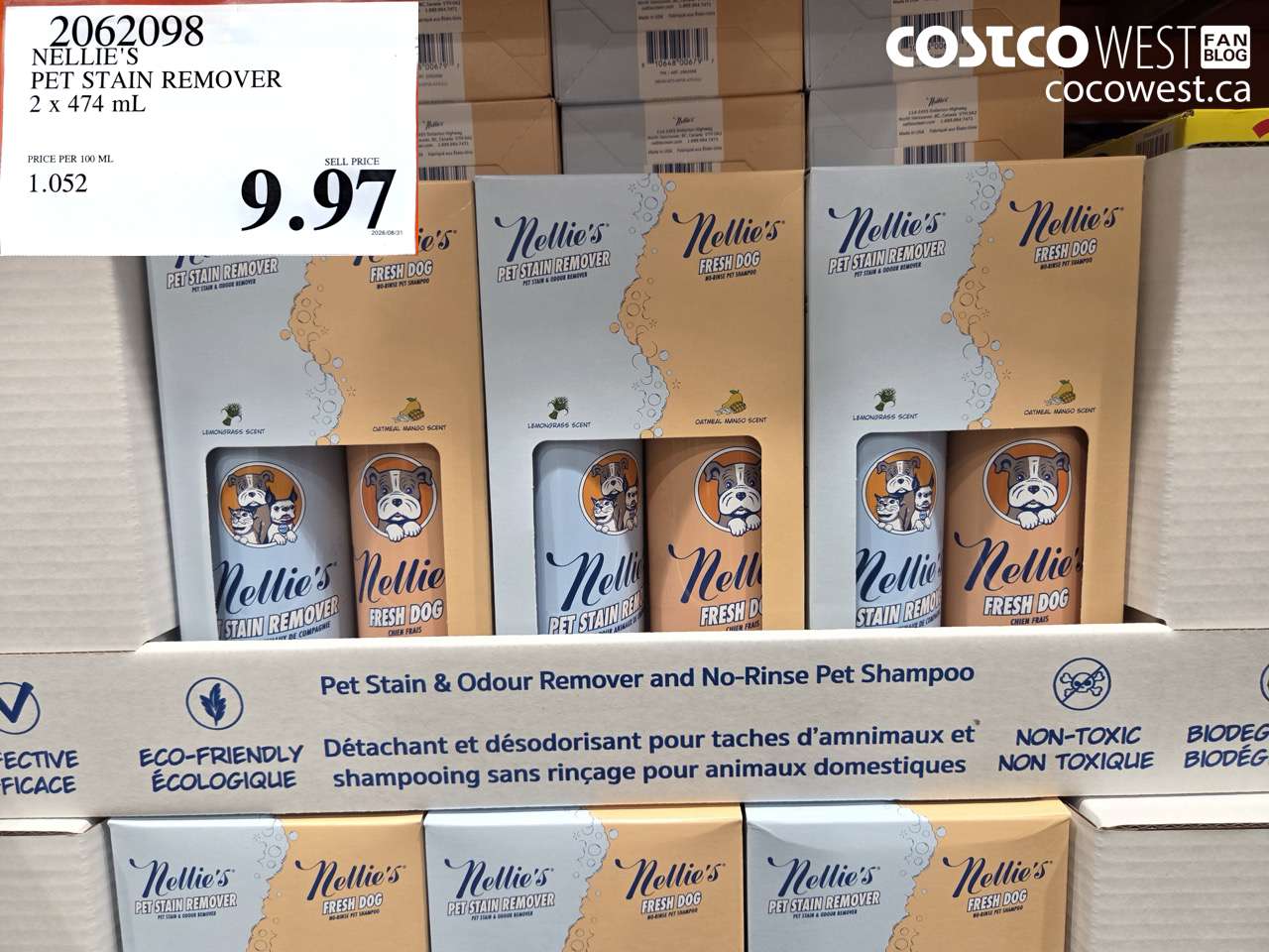 2062098 NELLIE'S PET STAIN REMOVER 2 X 474 ML $9.97