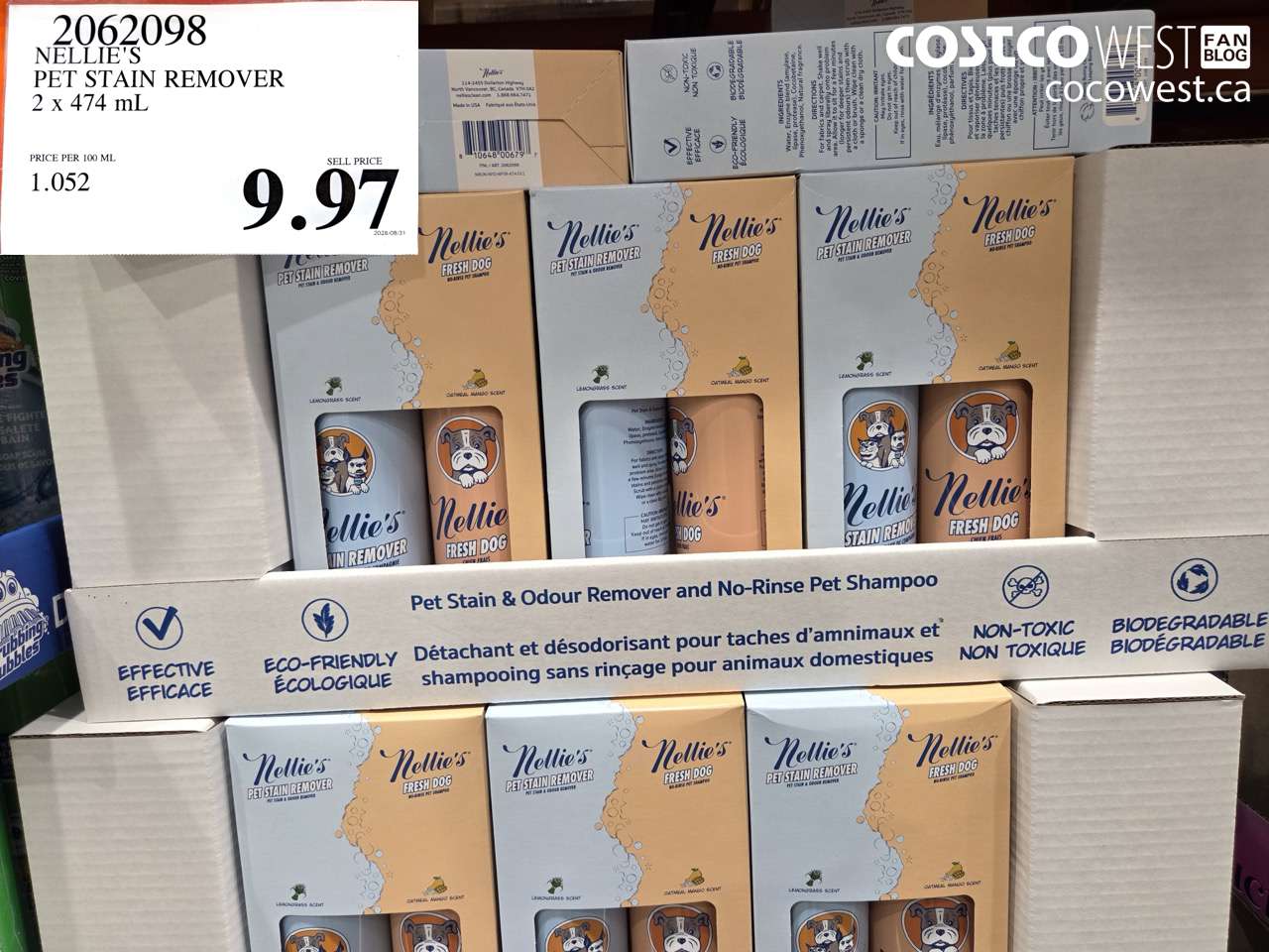 2062098 NELLIE'S PET STAIN REMOVER 2 X 474 ML $9.97
