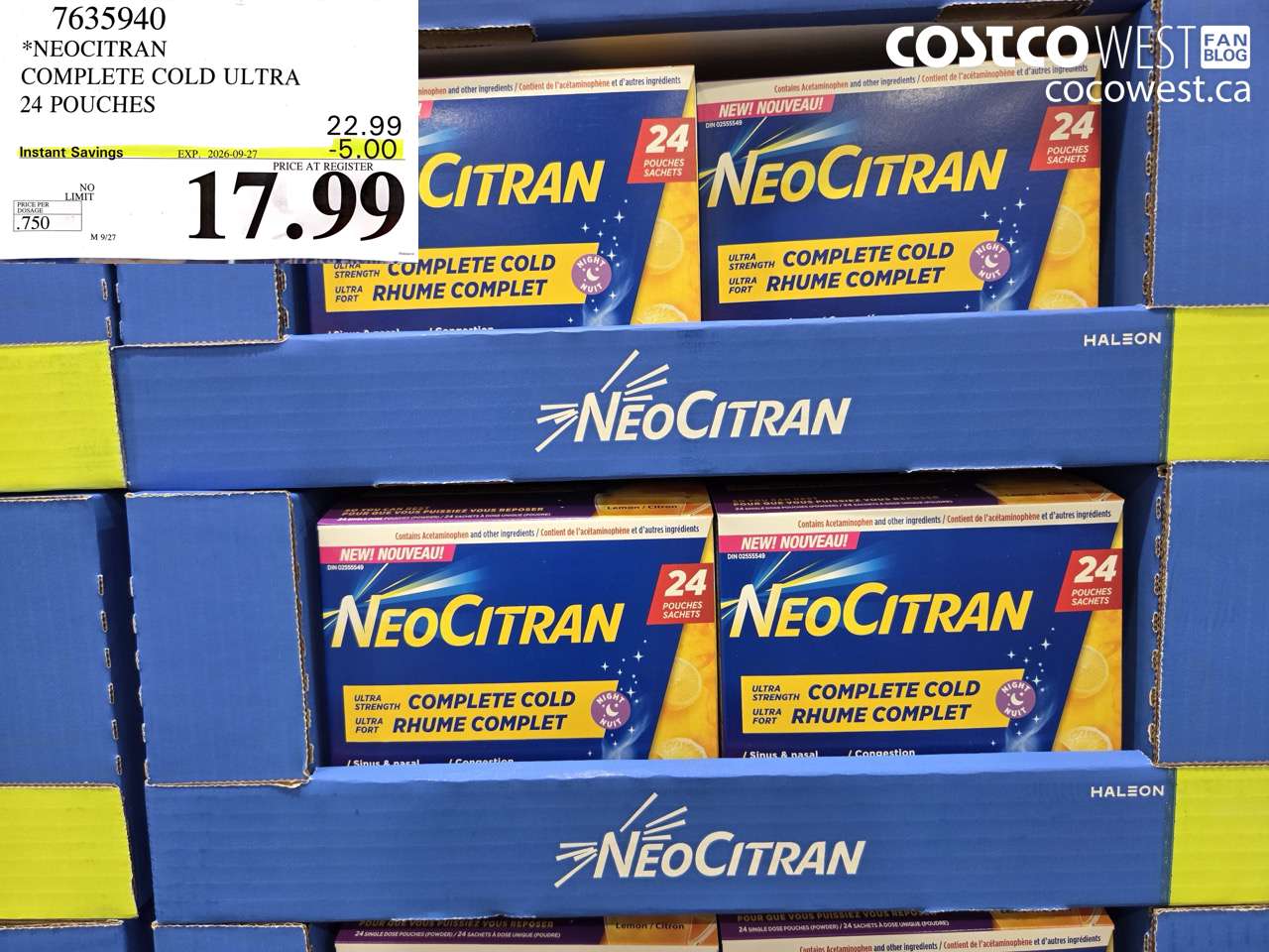 7635940 NEOCITRAN COMPLETE COLD ULTRA 24 POUCHES ($5.00 INSTANT SAVINGS EXPIRES ON 2026-09-27) $17.99
