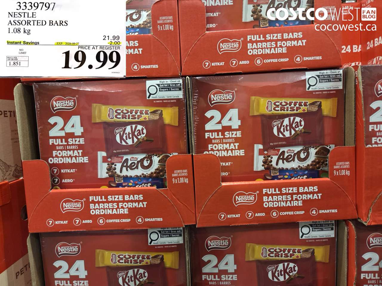 3339797 NESTLE ASSORTED BARS 1.08 KG ($2.00 INSTANT SAVINGS EXPIRES ON 2026-09-27) $19.99