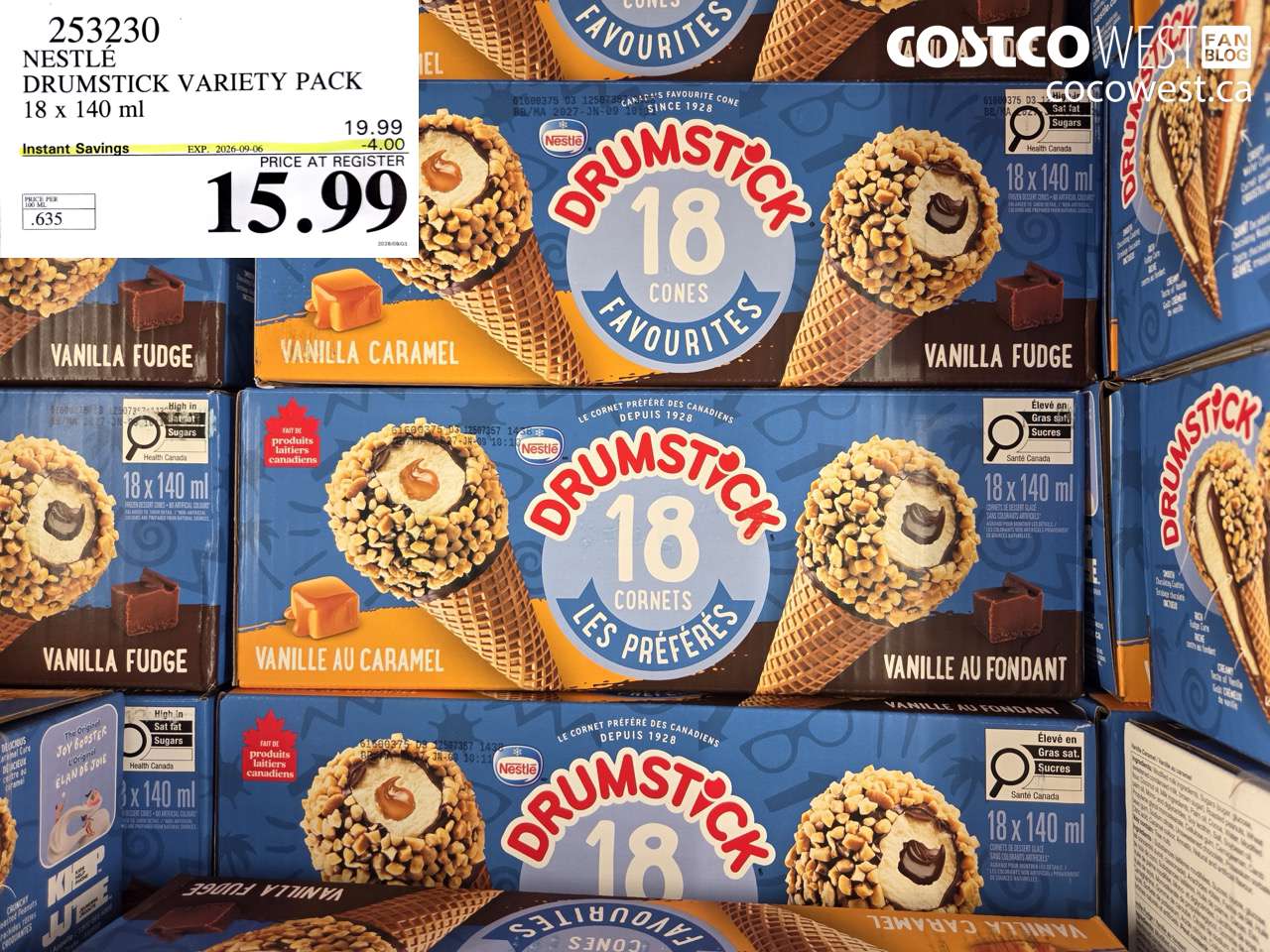 253230 NESTLÉ DRUMSTICK VARIETY PACK 18 X 140 ML ($4.00 INSTANT SAVINGS EXPIRES ON 2026-09-06) $15.99