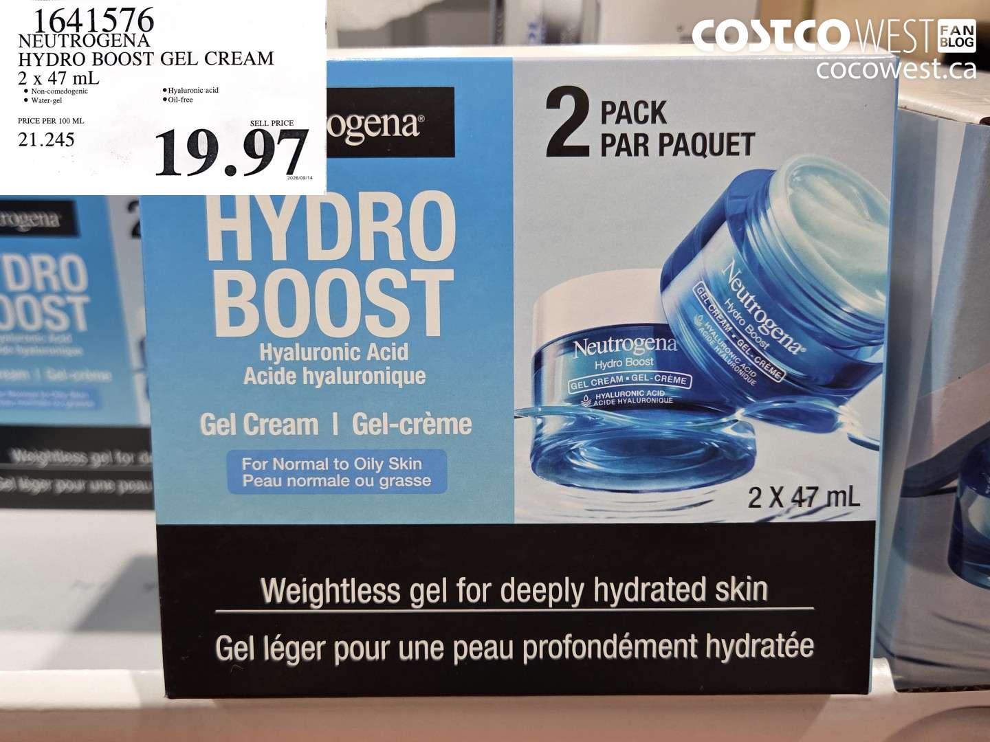 1641576 NEUTROGENA HYDRO BOOST GEL CREAM 2 X 47 ML $19.97