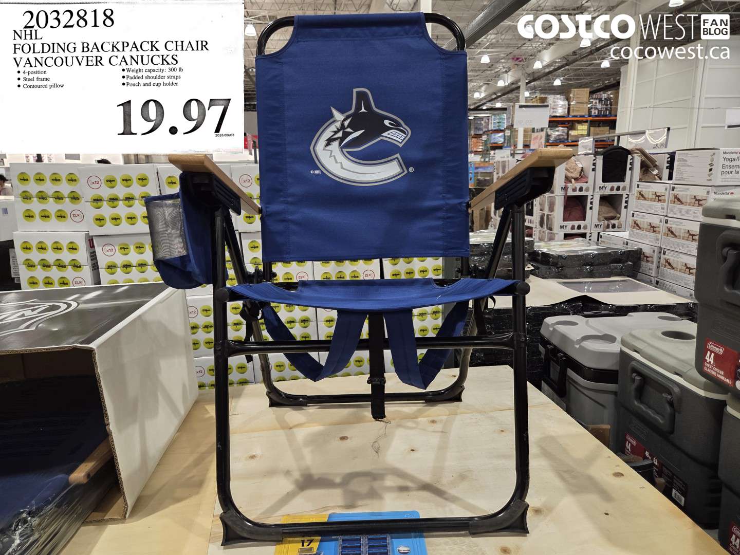 2032818 NHL FOLDING BACKPACK CHAIR VANCOUVER CANUCKS $19.97