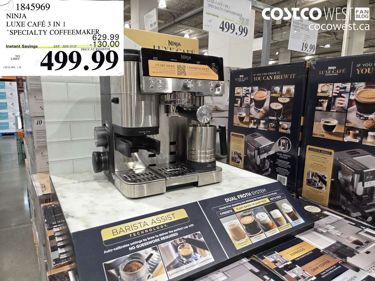1845969 NINJA LUXE CAFÉ 3 IN 1 SPECIALTY COFFEEMAKER ($130.00 INSTANT SAVINGS EXPIRES ON 2026-10-25) $499.99