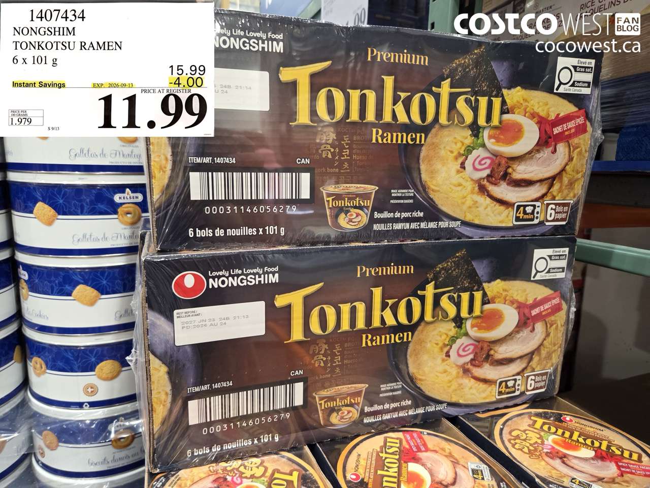 1407434 NONGSHIM TONKOTSU RAMEN 6 X 101 G ($4.00 INSTANT SAVINGS EXPIRES ON 2026-09-13) $11.99