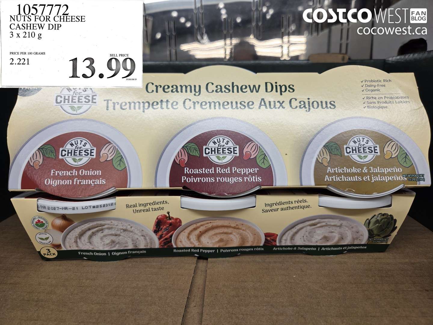 1057772 NUTS FOR CHEESE CASHEW DIP 3 X 210 G $13.99