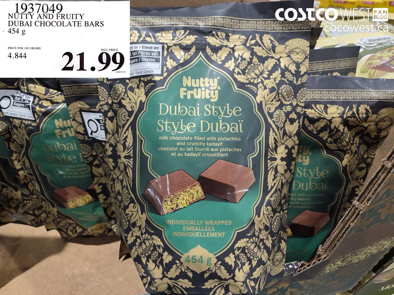 1937049 NUTTY AND FRUITY DUBAI CHOCOLATE BARS 454 G $21.99