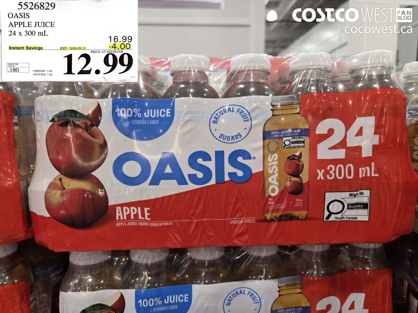 5526829 OASIS APPLE JUICE 24 X 300 ML ($4.00 INSTANT SAVINGS EXPIRES ON 2026-09-13) $12.99