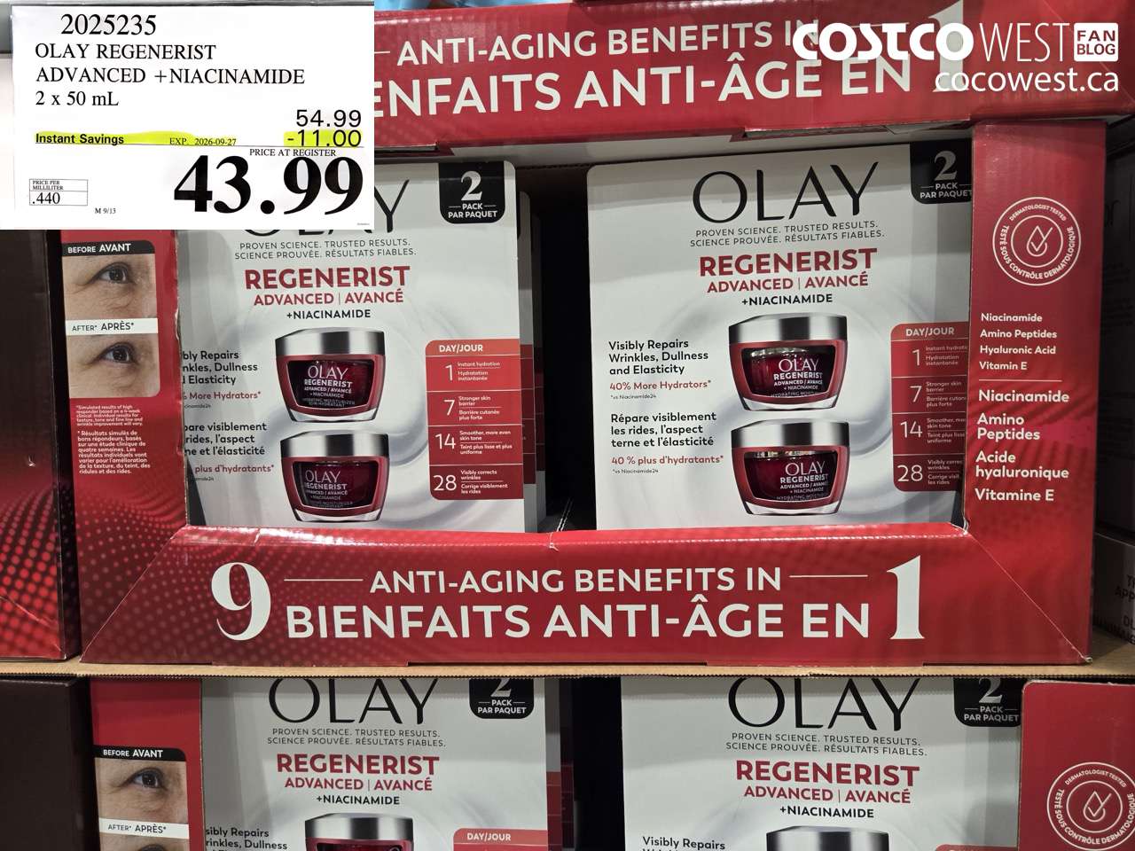 2025235 OLAY REGENERIST ADVANCED + NIACINAMIDE 2 X 50 ML ($11.00 INSTANT SAVINGS EXPIRES ON 2026-09-27) $43.99