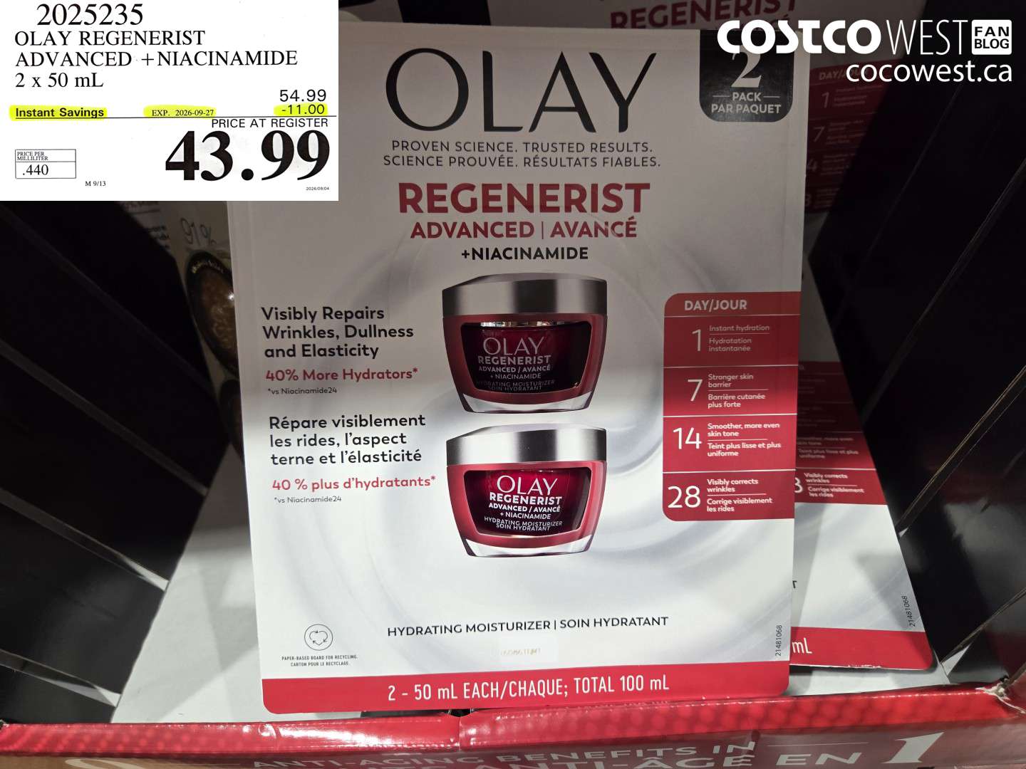 2025235 OLAY REGENERIST ADVANCED + NIACINAMIDE 2 X 50 ML ($11.00 INSTANT SAVINGS EXPIRES ON 2026-09-27) $43.99