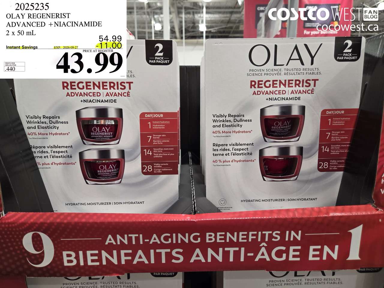 2025235 OLAY REGENERIST ADVANCED + NIACINAMIDE 2 X 50 ML ($11.00 INSTANT SAVINGS EXPIRES ON 2026-09-27) $43.99
