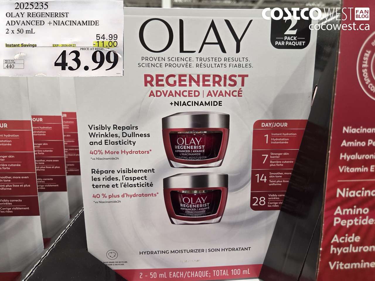 2025235 OLAY REGENERIST ADVANCED + NIACINAMIDE 2 X 50 ML ($11.00 INSTANT SAVINGS EXPIRES ON 2026-09-27) $43.99