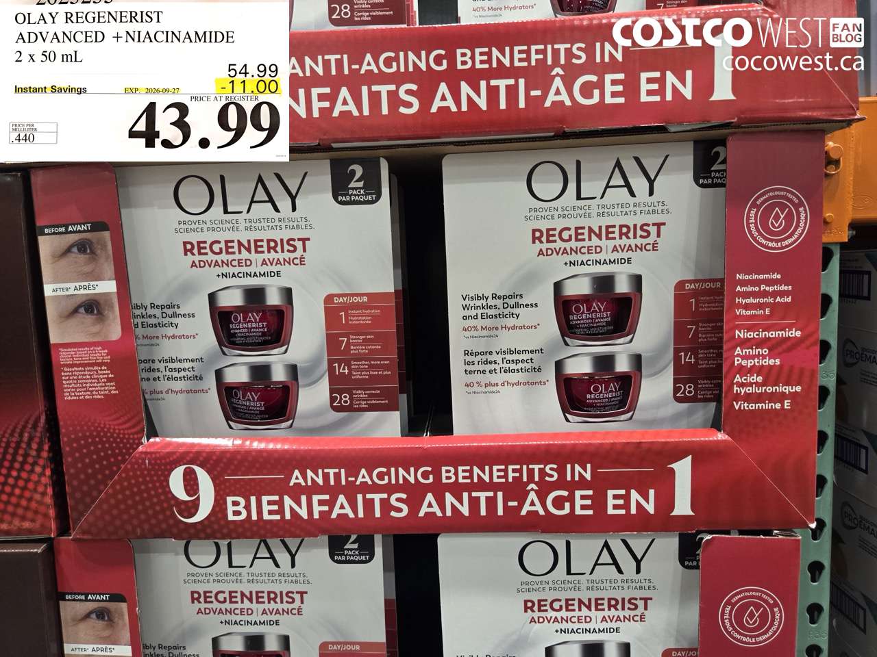 2025233 OLAY REGENERIST ADVANCED + NIACINAMIDE 2 X 50 ML ($11.00 INSTANT SAVINGS EXPIRES ON 2026-09-27) $43.99