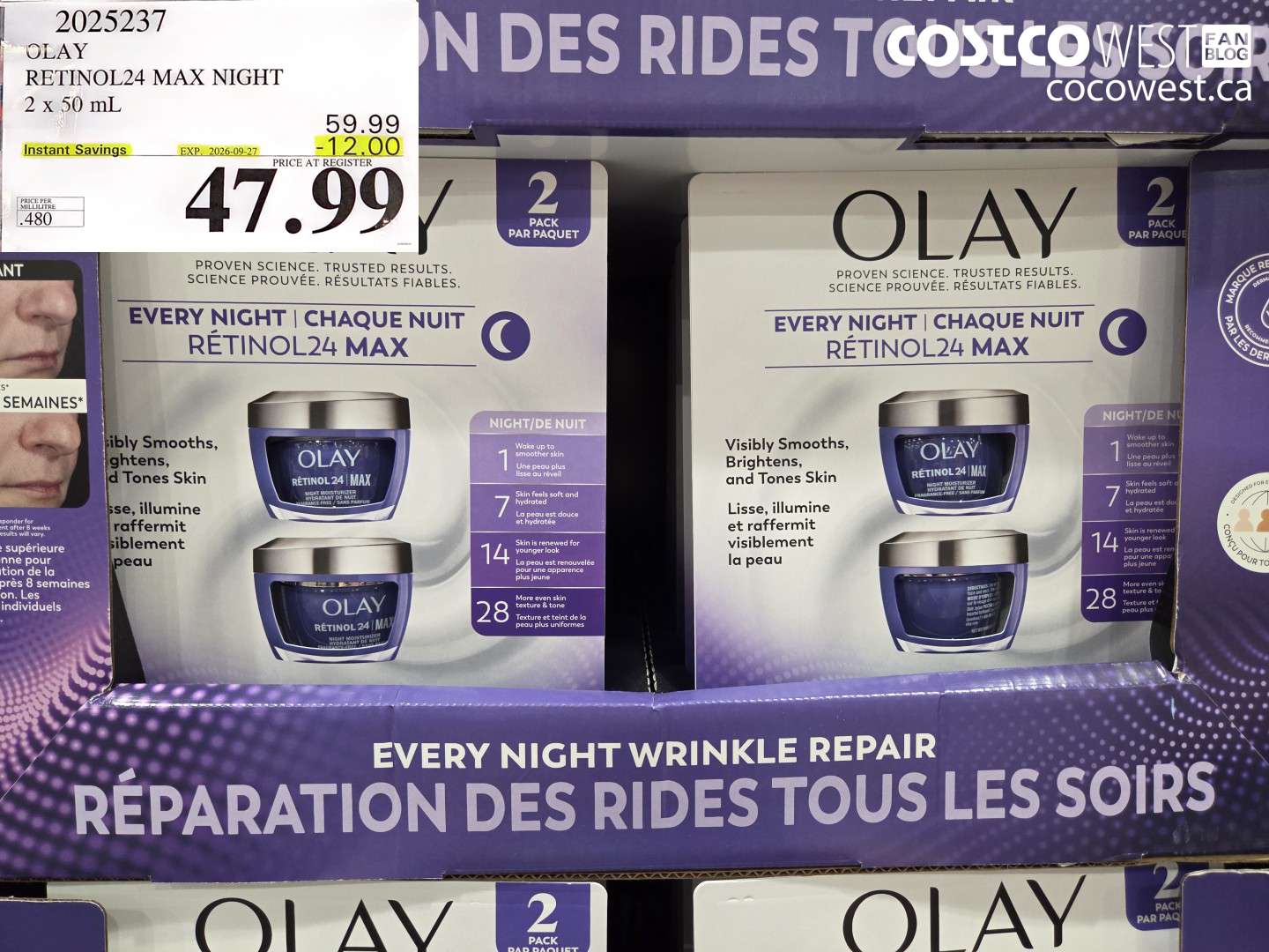 2025237 OLAY RETINOL24 MAX NIGHT 2 X 50 ML ($12.00 INSTANT SAVINGS EXPIRES ON 2026-09-27) $47.99