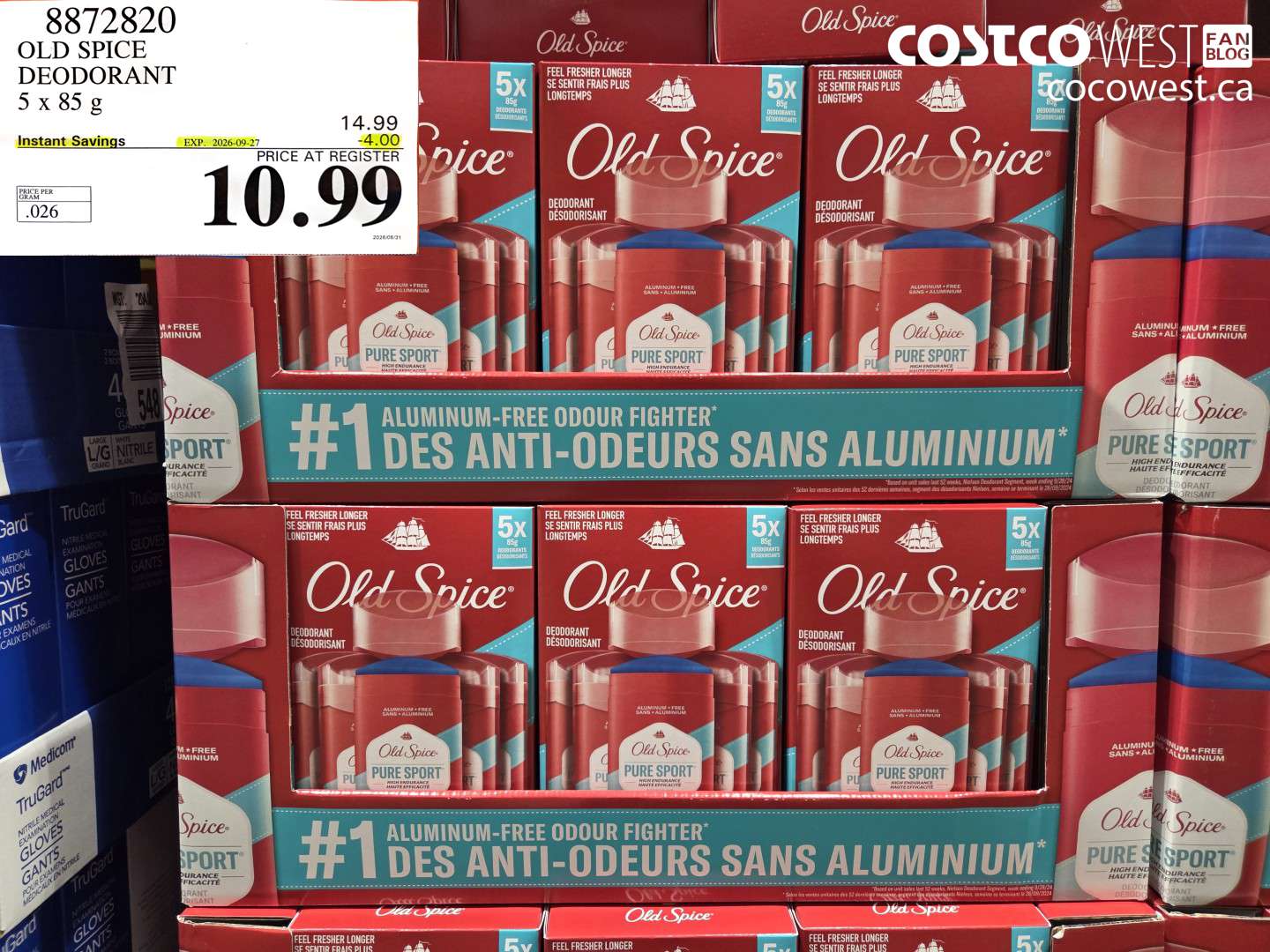 8872820 OLD SPICE DEODORANT 5 X 85 G ($4.00 INSTANT SAVINGS EXPIRES ON 2026-09-27) $10.99