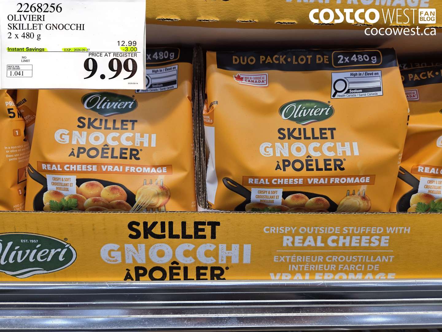 2268256 OLIVIERI SKILLET GNOCCHI 2 X 480 G ($3.00 INSTANT SAVINGS EXPIRES ON 2026-09-27) $9.99