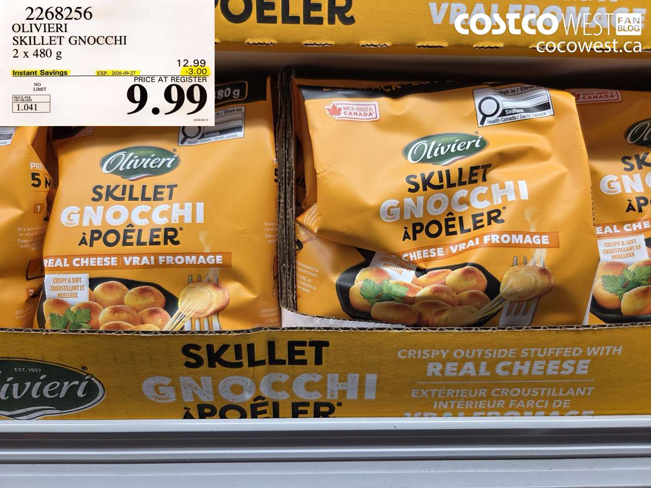 2268256 OLIVIERI SKILLET GNOCCHI 2 X 480 G ($3.00 INSTANT SAVINGS EXPIRES ON 2026-09-27) $9.99