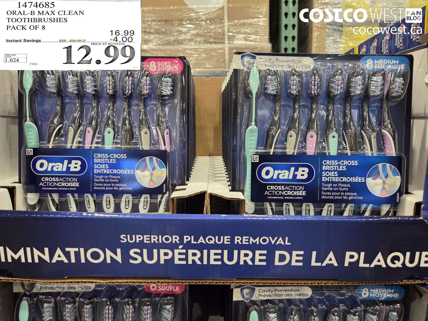 1474685 ORAL-B MAX CLEAN TOOTHBRUSHES PACK OF 8 ($4.00 INSTANT SAVINGS EXPIRES ON 2026-09-27) $12.99