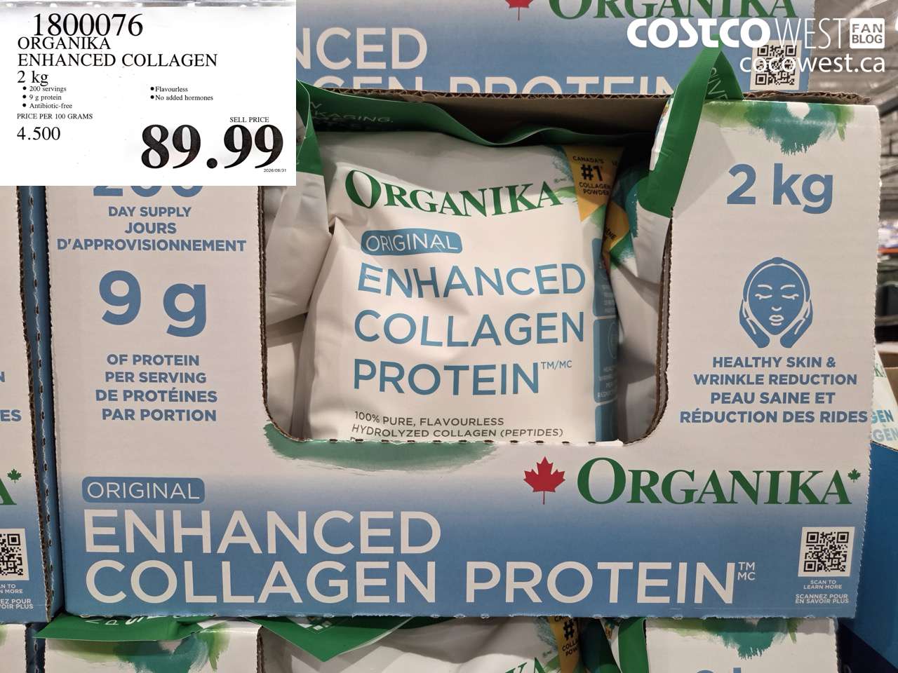 1800076 ORGANIKA ENHANCED COLLAGEN 2 KG $89.99