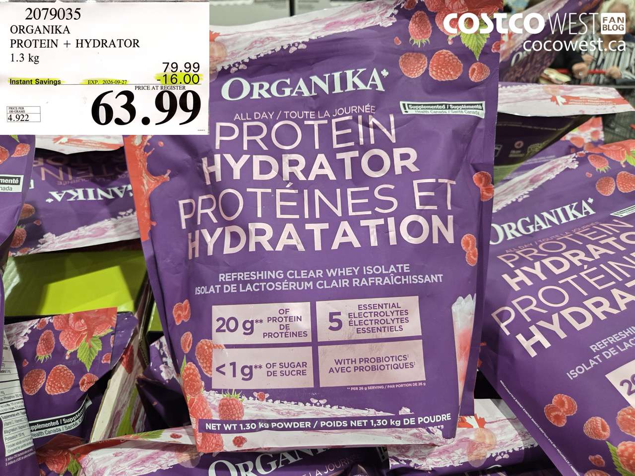 2079035 ORGANIKA PROTEIN + HYDRATOR 1.3 KG ($16.00 INSTANT SAVINGS EXPIRES ON 2026-09-27) $63.99