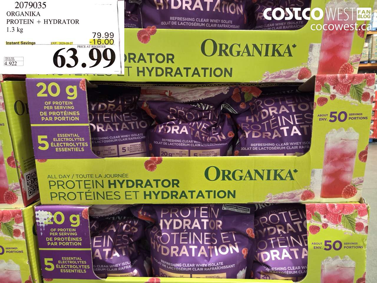 2079035 ORGANIKA PROTEIN + HYDRATOR 1.3 KG ($16.00 INSTANT SAVINGS EXPIRES ON 2026-09-27) $63.99