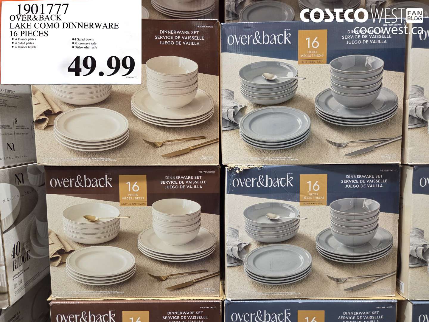 1901777 OVER&BACK LAKE COMO DINNERWARE 16 PIECES $49.99