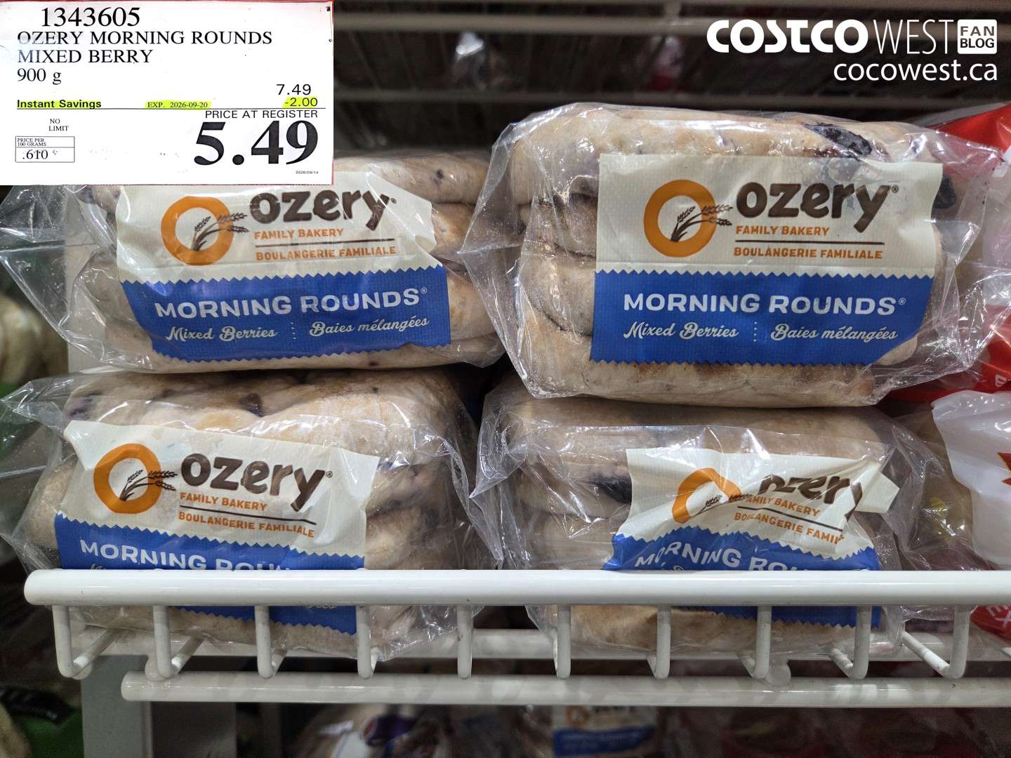 1343605 OZERY MORNING ROUNDS MIXED BERRY 900 G ($2.00 INSTANT SAVINGS EXPIRES ON 2026-09-20) $5.49