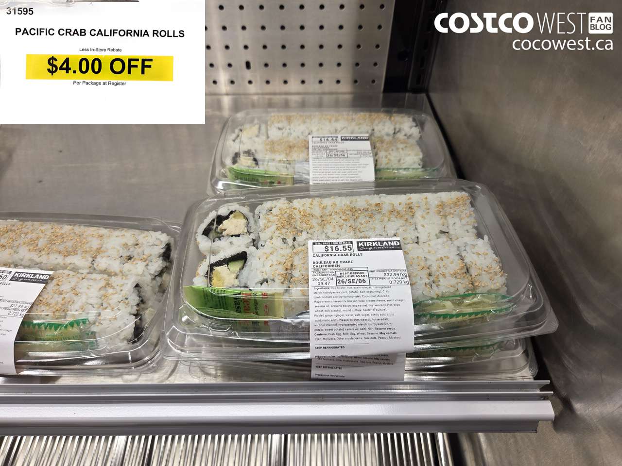 31595 PACIFIC CRAB CALIFORNIA ROLLS ($4.00 INSTANT SAVINGS)