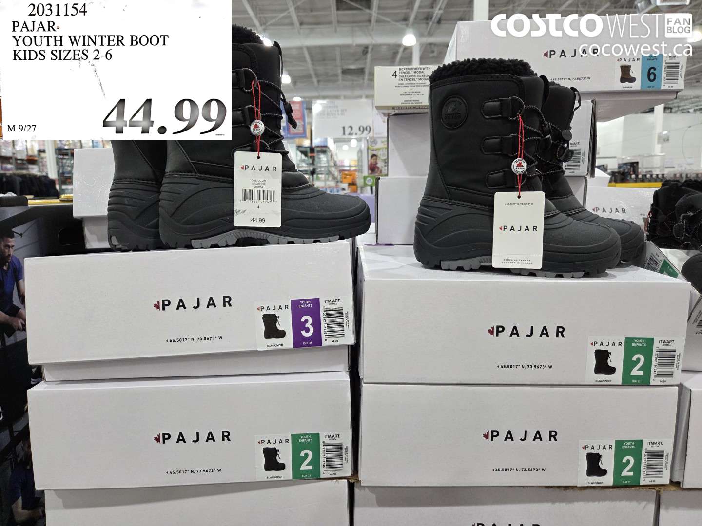 2031154 PAJAR YOUTH WINTER BOOT KIDS SIZES 2-6 $44.99