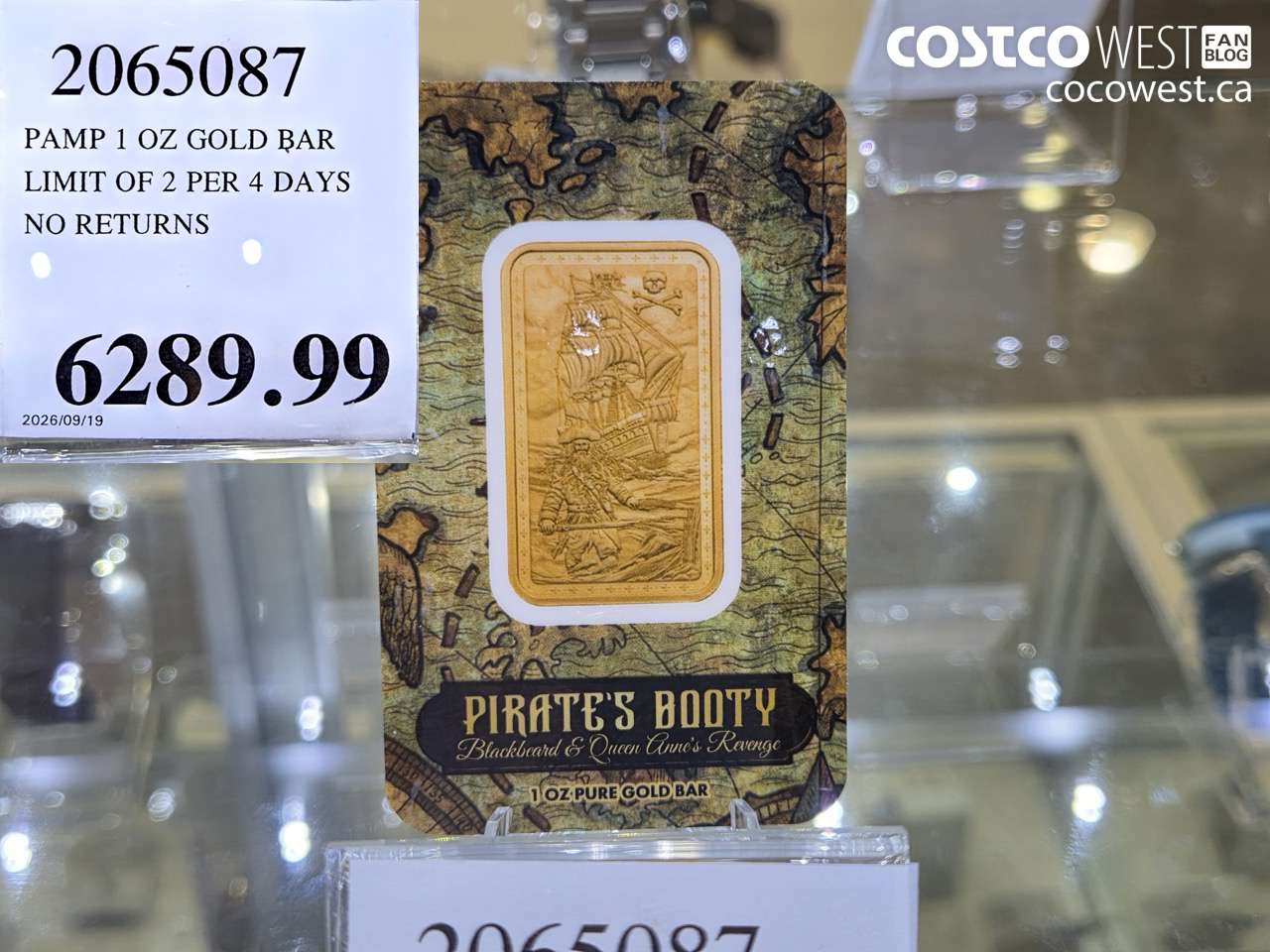 2065087 PAMP 1 OZ GOLD BAR LIMIT OF 2 PER 4 DAYS NO RETURNS $6289.99