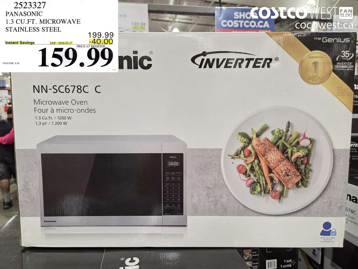2523327 PANASONIC 1.3 CU.FT. MICROWAVE STAINLESS STEEL ($40.00 INSTANT SAVINGS EXPIRES ON 2026-09-27) $159.99