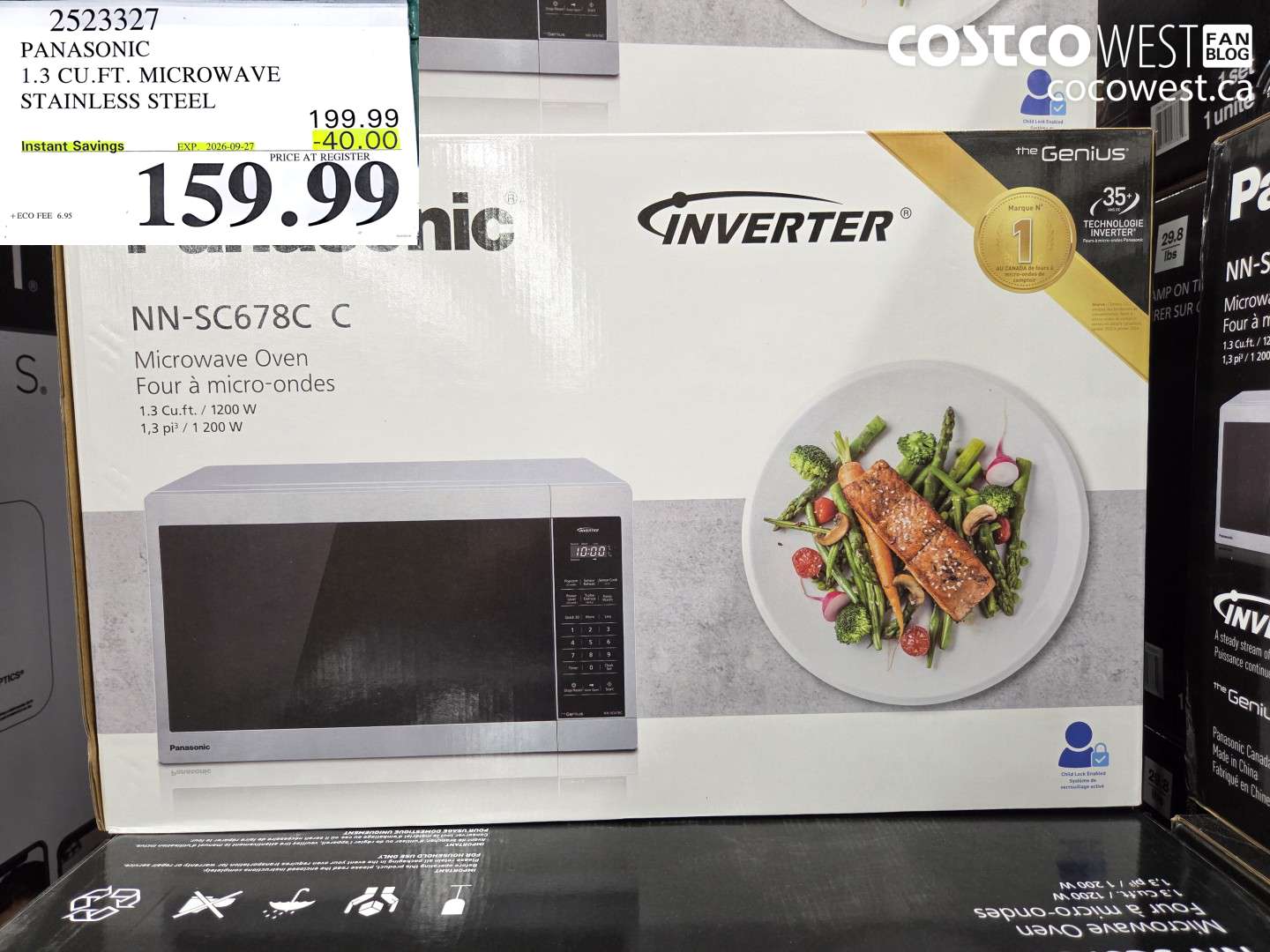 2523327 PANASONIC 1.3 CU.FT. MICROWAVE STAINLESS STEEL ($40.00 INSTANT SAVINGS EXPIRES ON 2026-09-27) $159.99