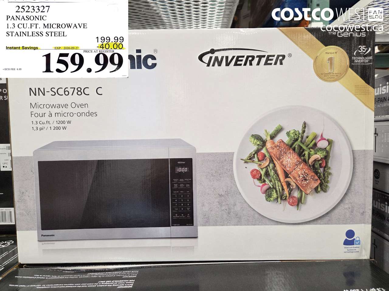 2523327 PANASONIC 1.3 CU.FT. MICROWAVE STAINLESS STEEL ($40.00 INSTANT SAVINGS EXPIRES ON 2026-09-27) $159.99