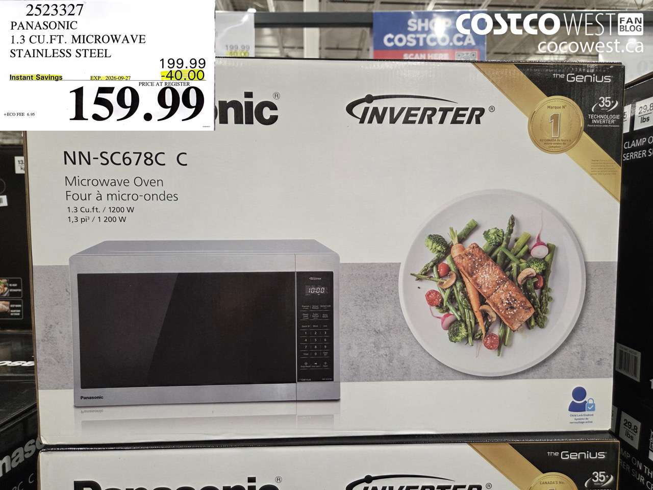 2523327 PANASONIC 1.3 CU.FT. MICROWAVE STAINLESS STEEL ($40.00 INSTANT SAVINGS EXPIRES ON 2026-09-27) $159.99