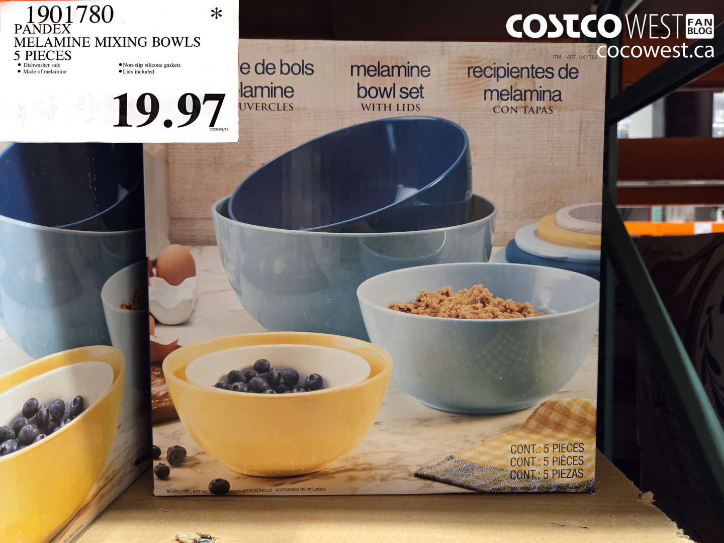 1901780 PANDEX MELAMINE MIXING BOWLS 5 PIECES $19.97