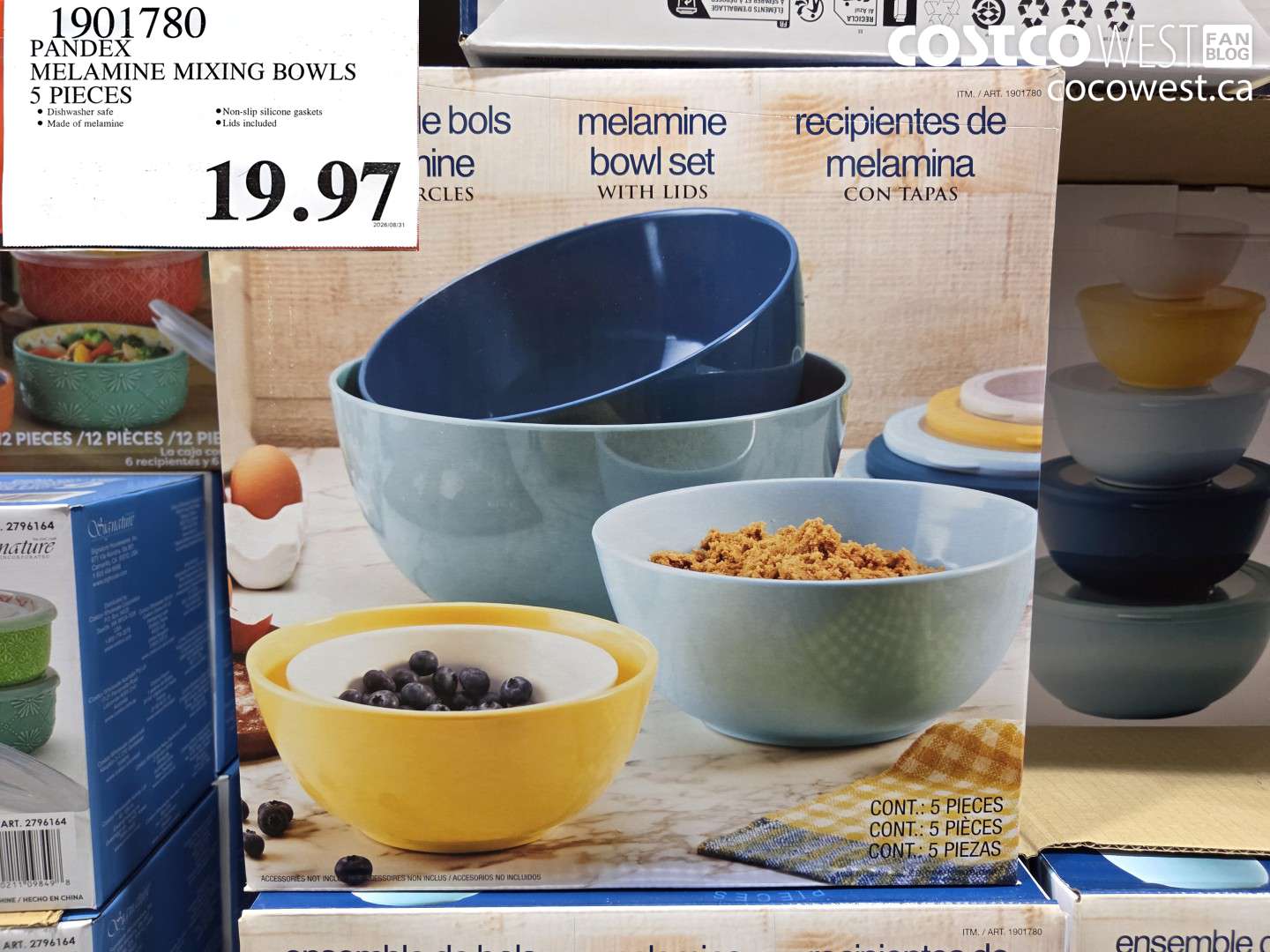 1901780 PANDEX MELAMINE MIXING BOWLS 5 PIECES $19.97