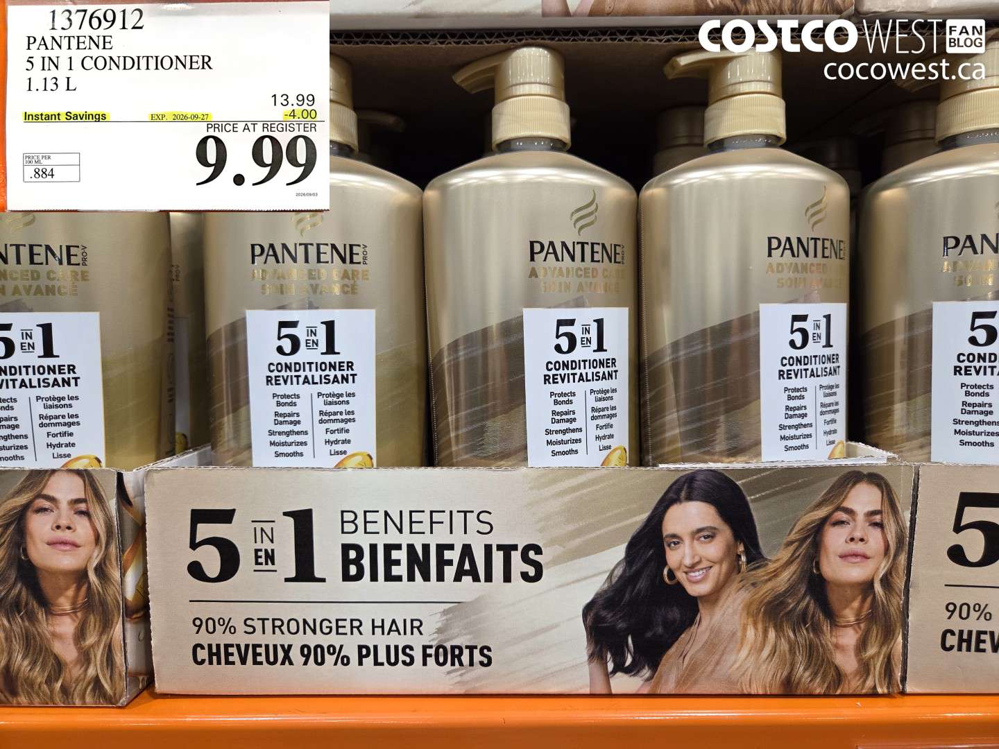 1376912 PANTENE 5 IN 1 CONDITIONER 1.13 L ($4.00 INSTANT SAVINGS EXPIRES ON 2026-09-27) $9.99