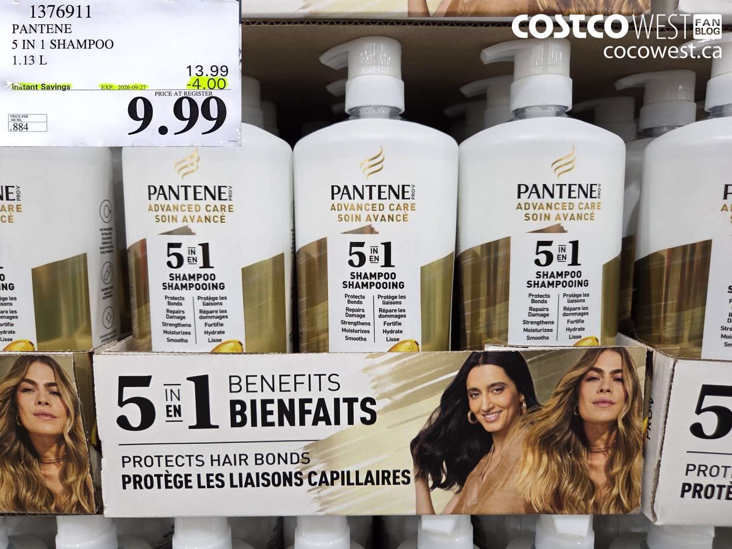 1376911 PANTENE 5 IN 1 SHAMPOO 1.13 L ($4.00 INSTANT SAVINGS EXPIRES ON 2026-09-27) $9.99