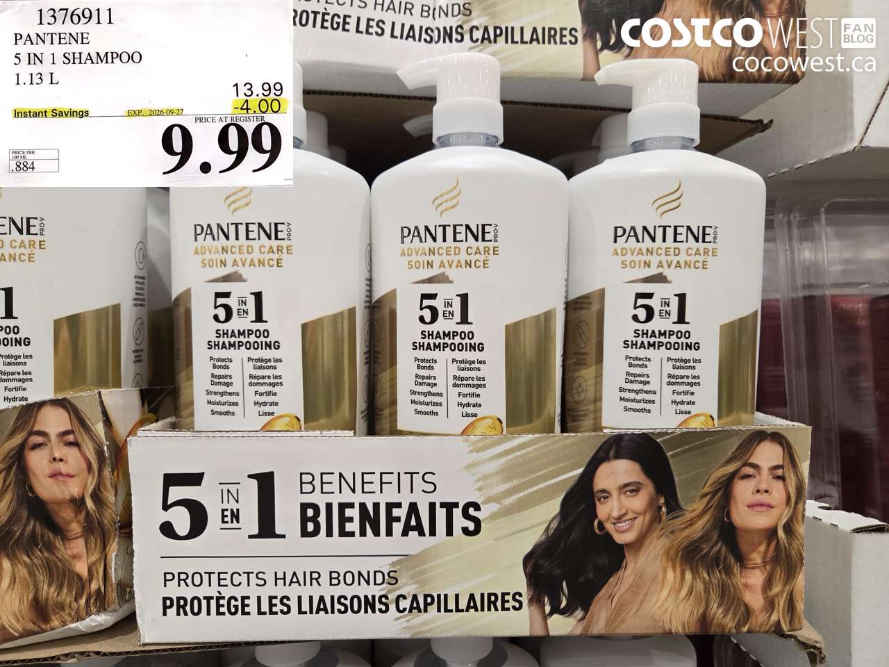 1376911 PANTENE 5 IN 1 SHAMPOO 1.13 L ($4.00 INSTANT SAVINGS EXPIRES ON 2026-09-27) $9.99