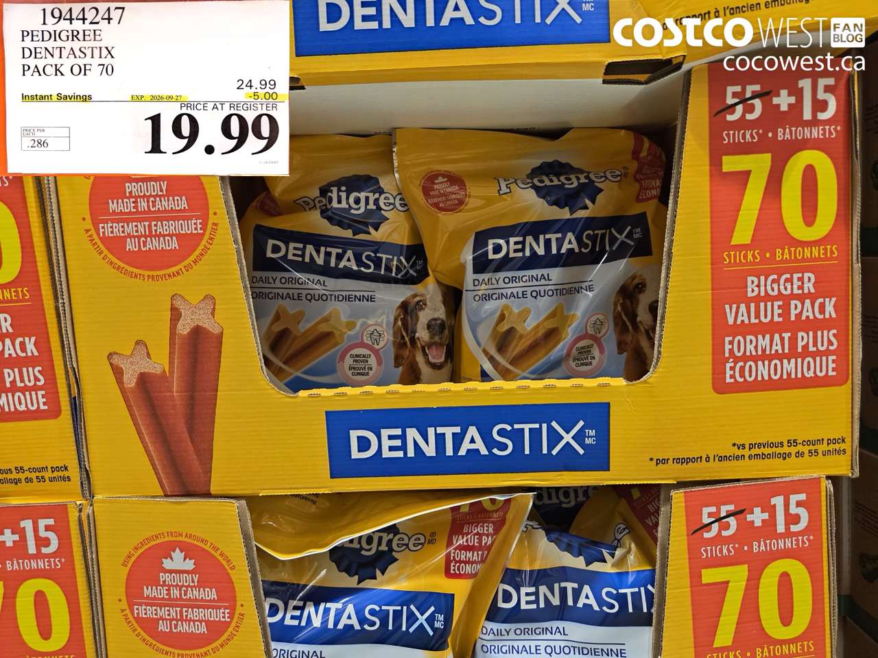 1944247 PEDIGREE DENTASTIX PACK OF 70 ($5.00 INSTANT SAVINGS EXPIRES ON 2026-09-27) $19.99
