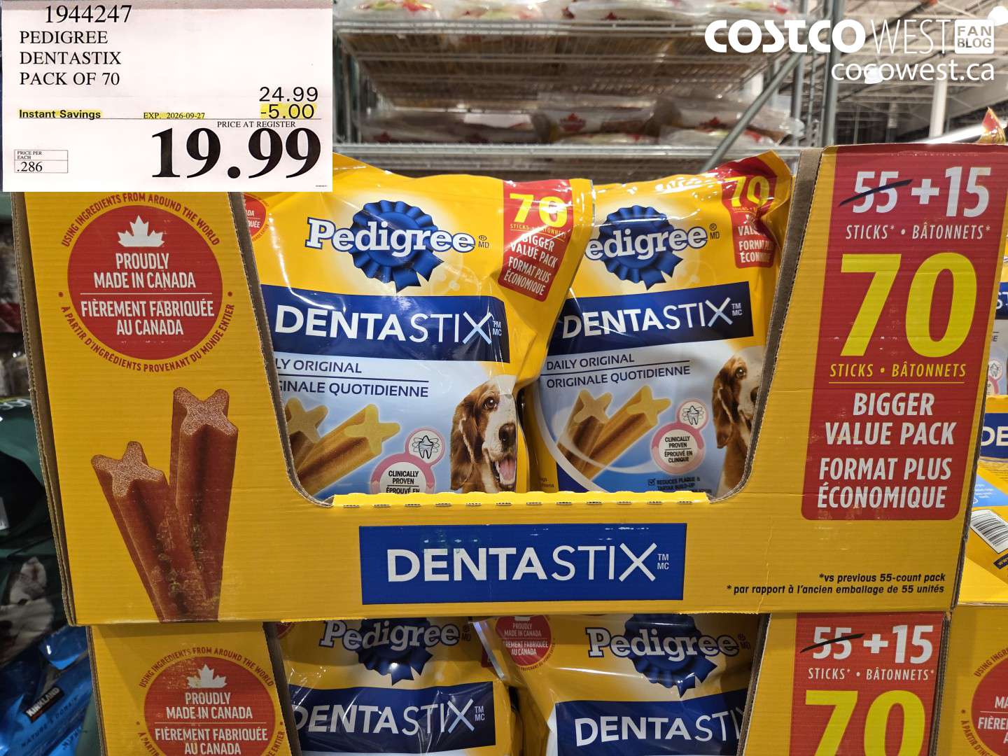 1944247 PEDIGREE DENTASTIX PACK OF 70 ($5.00 INSTANT SAVINGS EXPIRES ON 2026-09-27) $19.99