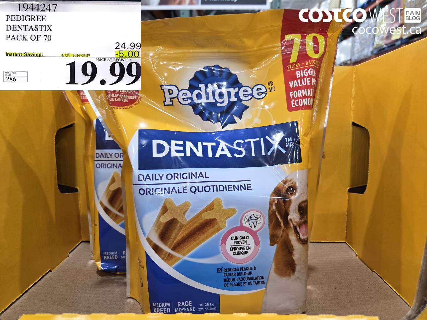 1944247 PEDIGREE DENTASTIX PACK OF 70 ($5.00 INSTANT SAVINGS EXPIRES ON 2026-09-27) $19.99