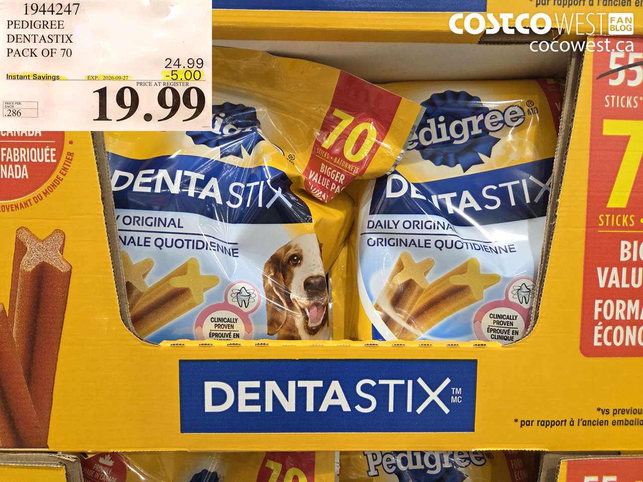 1944247 PEDIGREE DENTASTIX PACK OF 70 ($5.00 INSTANT SAVINGS EXPIRES ON 2026-09-27) $19.99