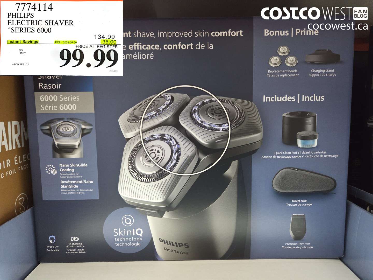 7774114 PHILIPS ELECTRIC SHAVER SERIES 6000 ($35.00 INSTANT SAVINGS EXPIRES ON 2026-09-20) $99.99