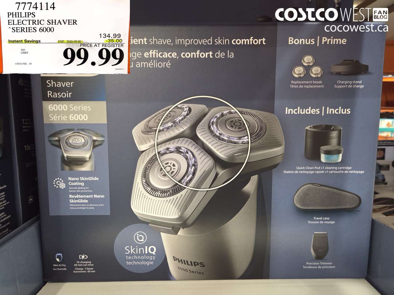 7774114 PHILIPS ELECTRIC SHAVER SERIES 6000 ($35.00 INSTANT SAVINGS EXPIRES ON 2026-09-20) $99.99