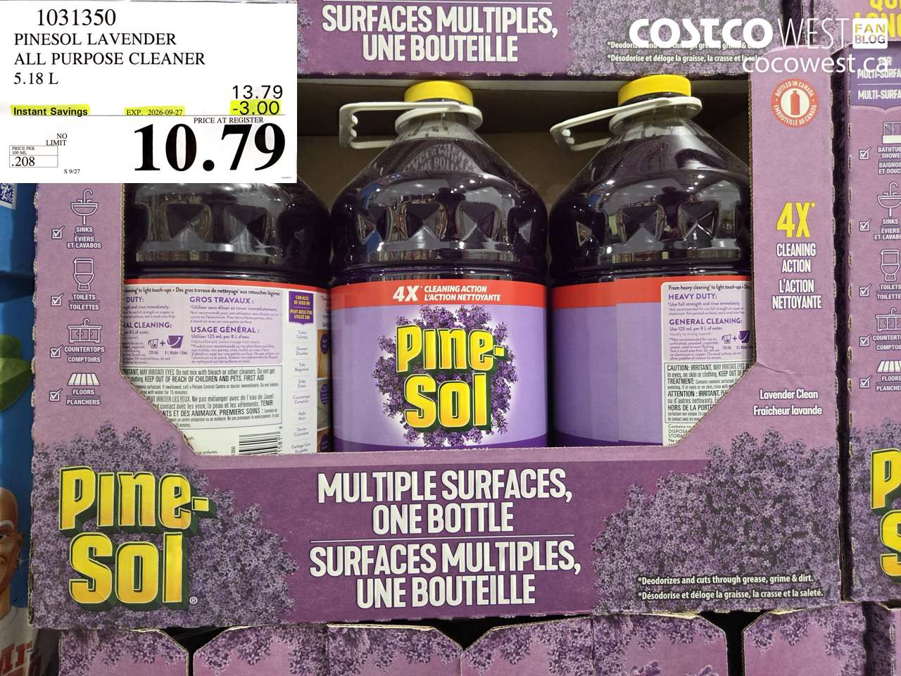 1031350 PINESOL LAVENDER ALL PURPOSE CLEANER 5.18 L ($3.00 INSTANT SAVINGS EXPIRES ON 2026-09-27) $10.79